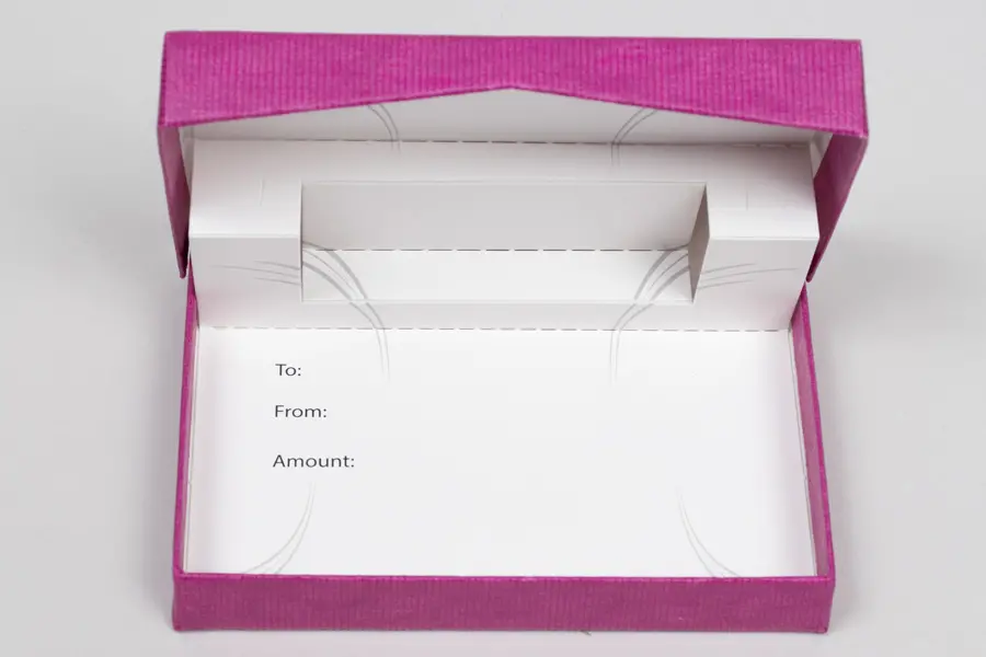 4-5/8L x 3-3/8W x 5/8H, Pop-Up Gift Card Boxes, Fuchsia Rib