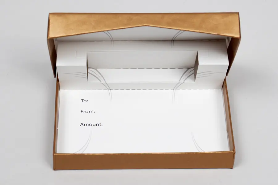 4-5/8L x 3-3/8W x 5/8H, Pop-Up Gift Card Boxes, Bronze Wave