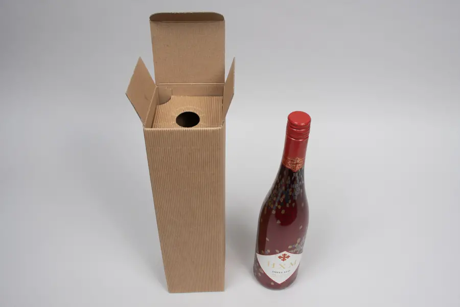 3-1/2L x 3-1/2W x 13-3/8H, Italian Wine Boxes, Ribbed Kraft