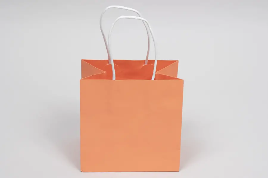 6W x 4D x 6H, Midtown Matte Colored Upscale Turn Top J Handle Bags, Peach