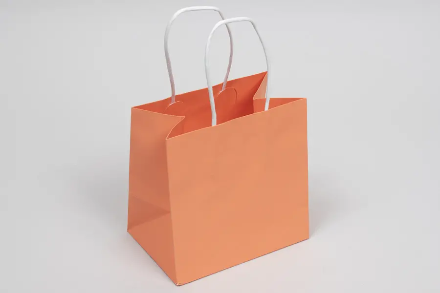 6W x 4D x 6H, Midtown Matte Colored Upscale Turn Top J Handle Bags, Peach