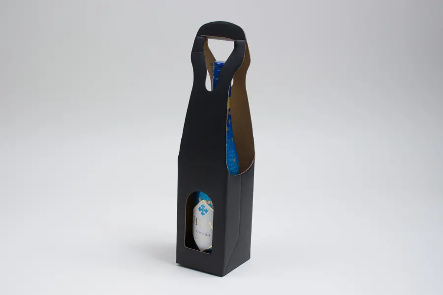 3-1/2W x 3-1/2L x 15H, Wine Bottle Carrier, Nero Black