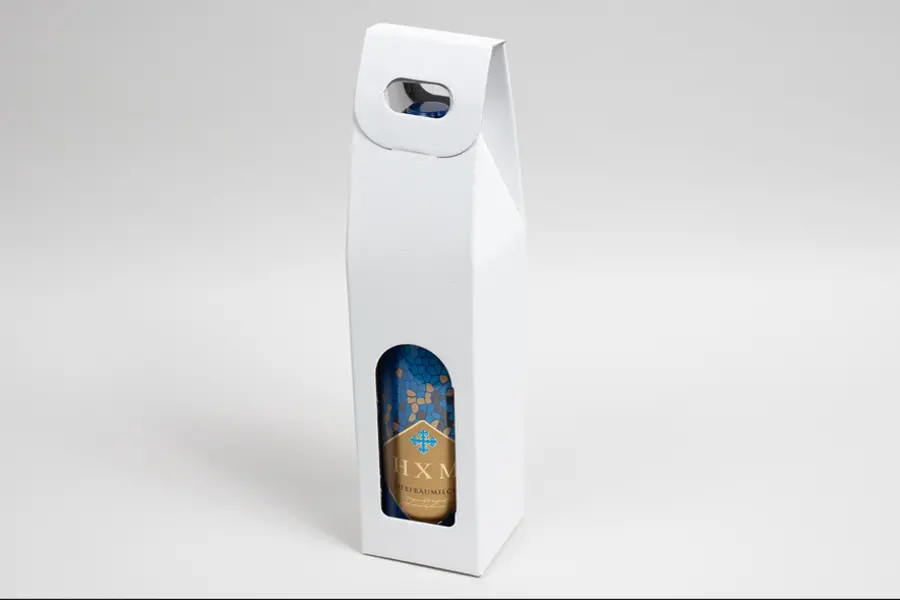 3-1/2L x 3-1/2W x 15H, Italian Wine Boxes, Spun Bianco, Windows