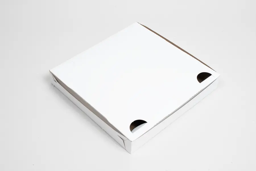 10L x 10W x 1-1/2H, Lock Corner Pizza Boxes w/ FDA-Approved Claycoat, White