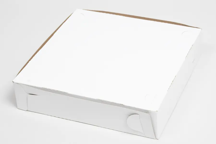 12L x 10W x 2H, Lock Corner Pizza Boxes w/ FDA-Approved Claycoat, White