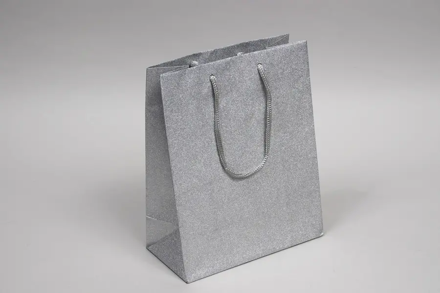 8W x 4D x 10H, Sparkle Stardust Eurotote Bags, Silver Stardust