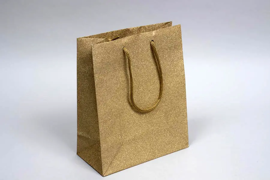 8W x 4D x 10H, Sparkle Stardust Eurotote Bags, Gold Stardust