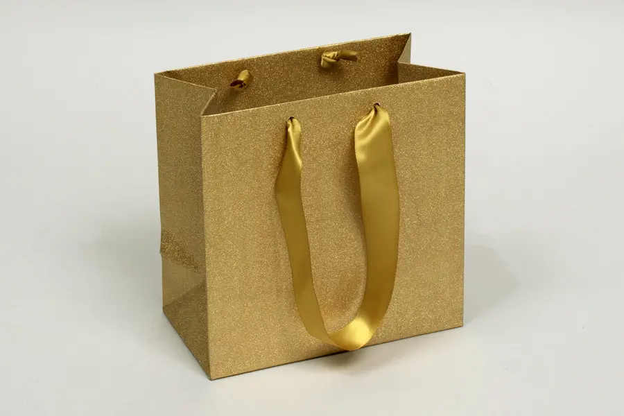 6-1/2W x 3-1/2D x 6-1/2H, Sparkle Stardust Eurotote Bags, Gold Stardust