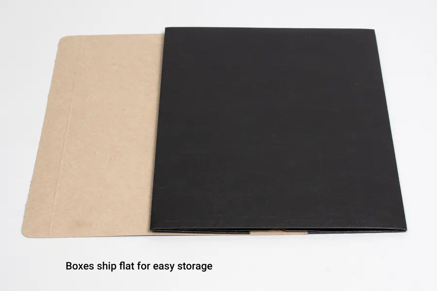 9-7/8L x 7-7/8W x 3-1/8H, Black Linen Premium Folding Gift Box, Nero Black