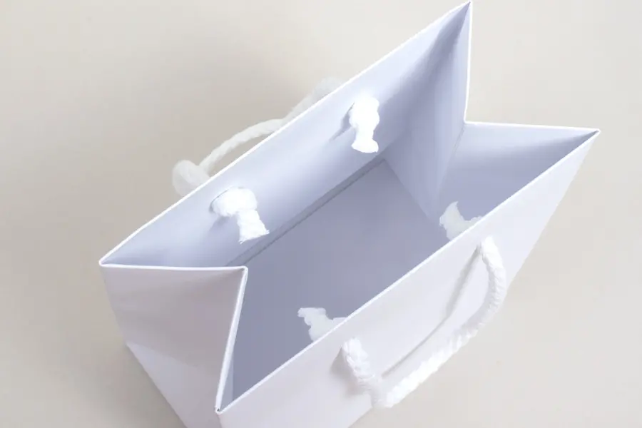 6W x 3-1/2D x 6-1/2H, White Kraft Eurototes with Rope Handles