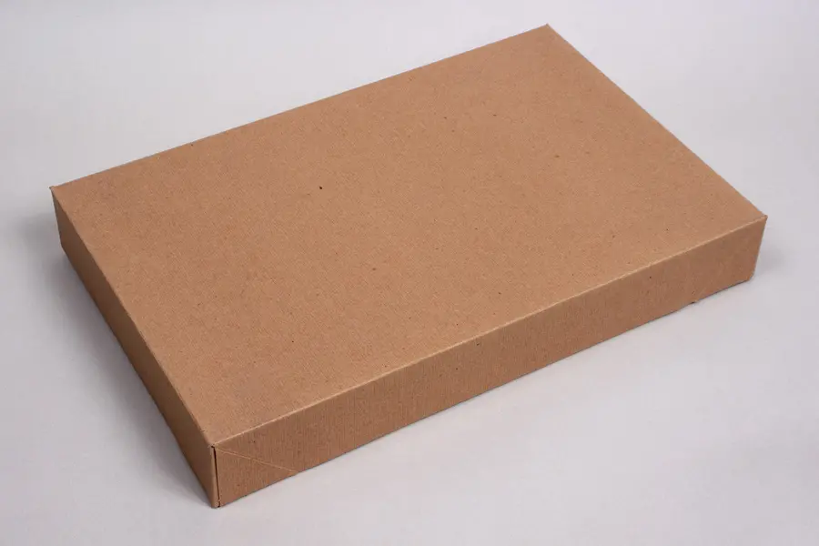15L x 9-1/2W x 2H, Natural Kraft Pinstripe Apparel Boxes, Kraft Pinstripe