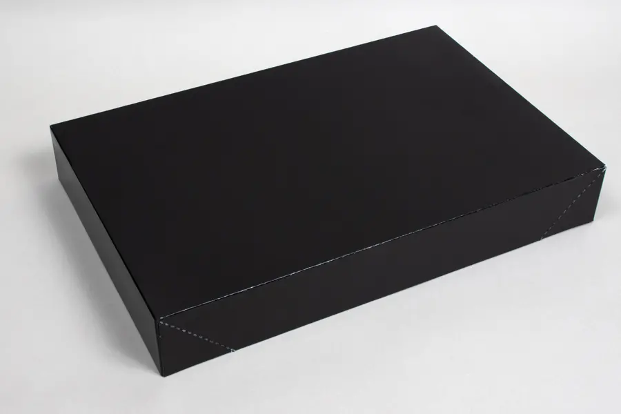 17L x 11W x 2-1/2H, Ohio Valley Colored Pop Up Apparel Boxes, Black Gloss