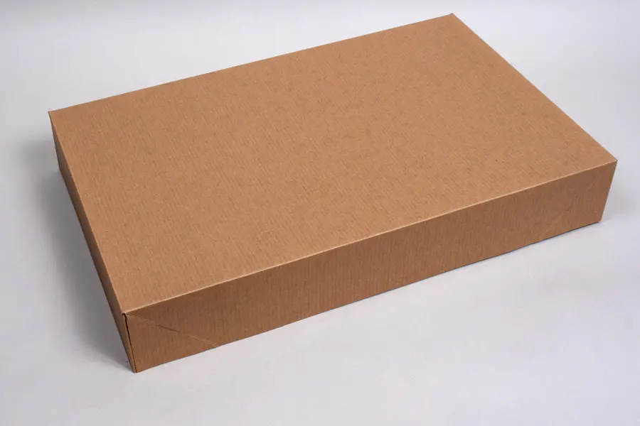 19L x 12W x 3H, Natural Kraft Pinstripe Apparel Boxes, Kraft Pinstripe