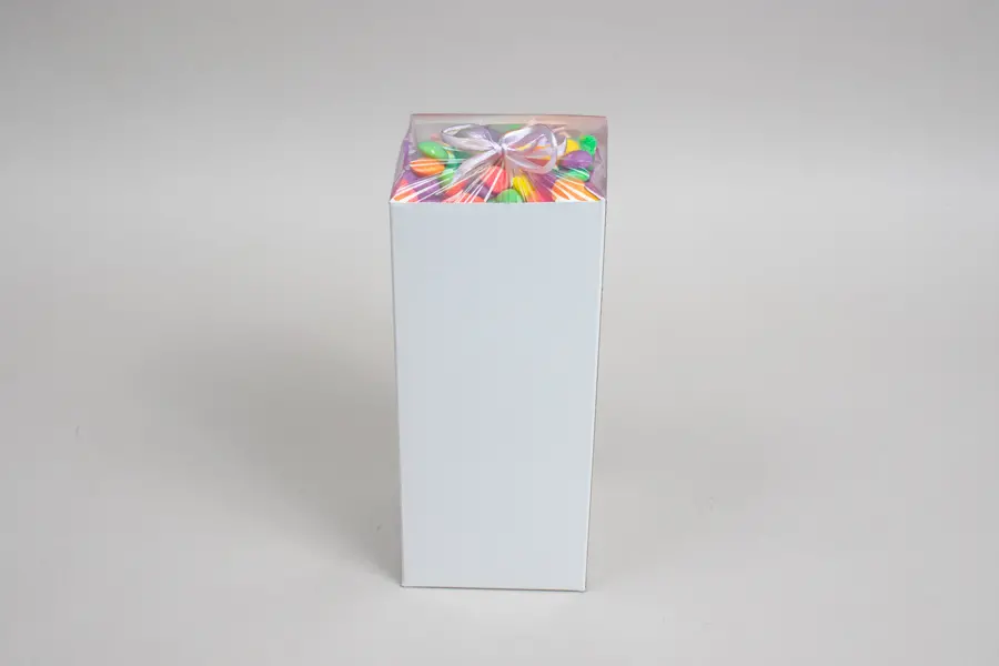 4L X 4W X 9H, HIGH-WALLED FOLDING GIFT BOX BASE (BASE ONLY), WHITE