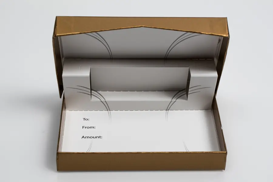 4-5/8L x 3-3/8W x 5/8H, Pop-Up Gift Card Boxes, Gold Ice