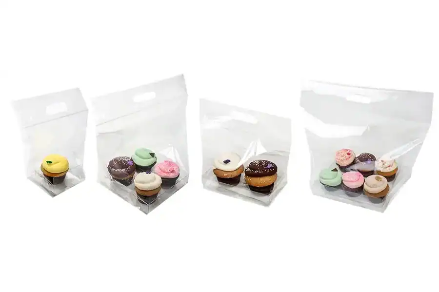 Half Dozen Cup Bag & Standard Insert, Clear Cupcake Zip Seal Bag Sets, Clear
