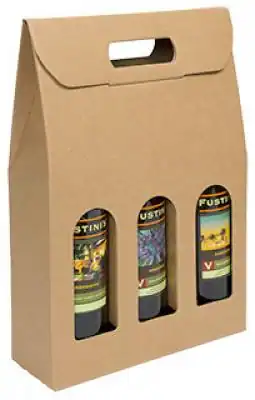 3-1/2W x 10-1/2L x 15-3/4H, Italian Smooth Kraft Olive Oil & Vinegar Carriers, Smooth Kraft