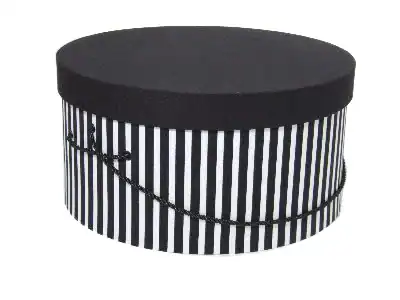 8-3/8W x 6-5/8L x 4-1/2H, Black White Narrow Stripe Hat Boxes