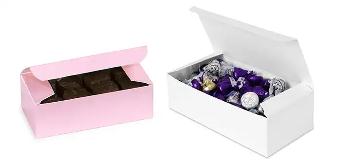 5-1/2W x 2-3/4L x 1-3/4H, Colored Automatic1 Piece Folding Candy Boxes,1/2 lb, Pink