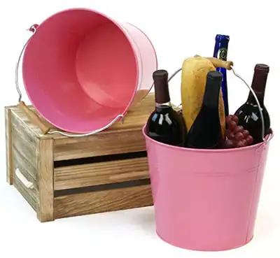 10 inch Pink Pail Wooden Handle