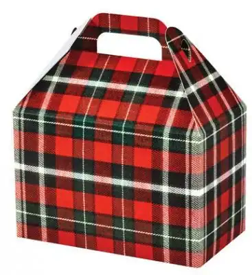 8-1/2W x 5L x 5-1/2H, Theme Gable Gift Basket Boxes, Christmas Plaid