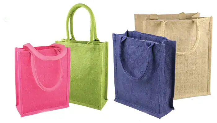 9W x 11L x 4H, Jute Shopping Tote, Blue