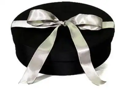 13-1/2W x 11-1/2L x 3-7/8H (Oval), Fabric Covered Wine Bottle and Glass Gift Boxes, Black