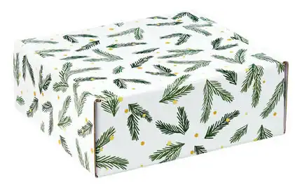 8W x 8L x 3H, Holly Jolly Corrugated Mailer Boxes