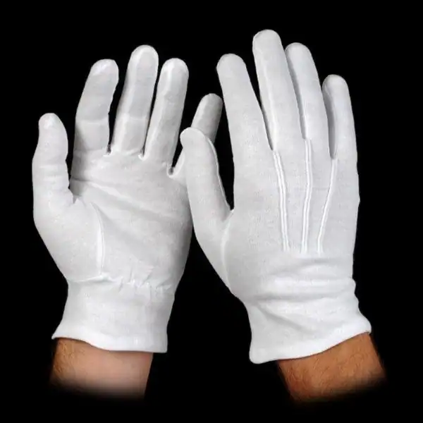 Cotton Slip On Gloves, Fashion Points, White, Large