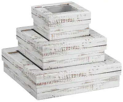 3-3/4W x 3-3/4L x 2-1/8H, Ultra-Rigid Gourmet 2 Piece Window Boxes, Distressed Wood