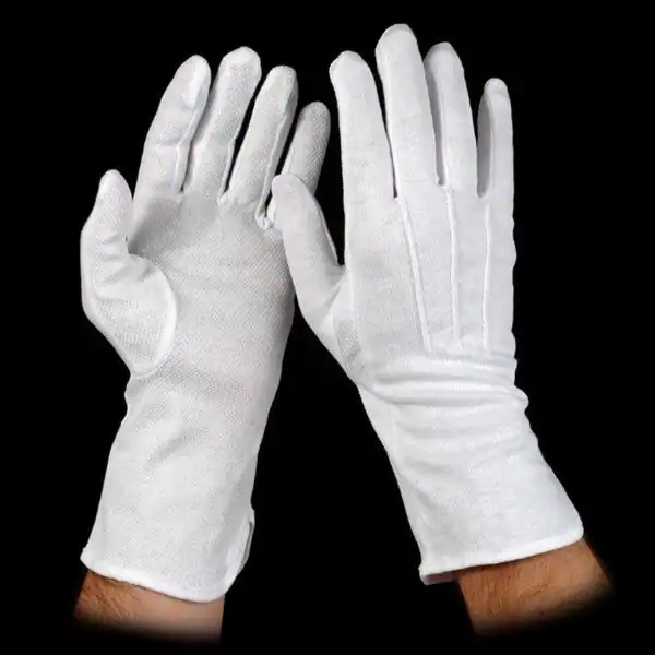 Cotton Sure Grip Gloves, Fashion Points, White, Large