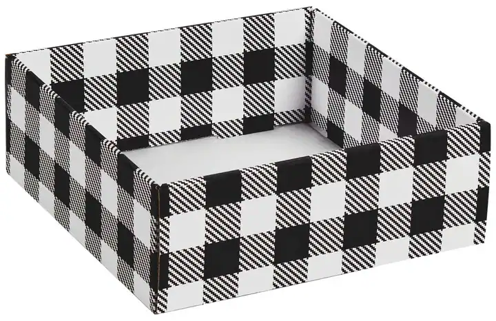 8W x 8L x 3H, Gift Trays, Black N White Plaid