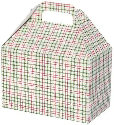 8-1/2W x 5L x 5-1/2H, Theme Gable Gift Basket Boxes, Red Green Plaid