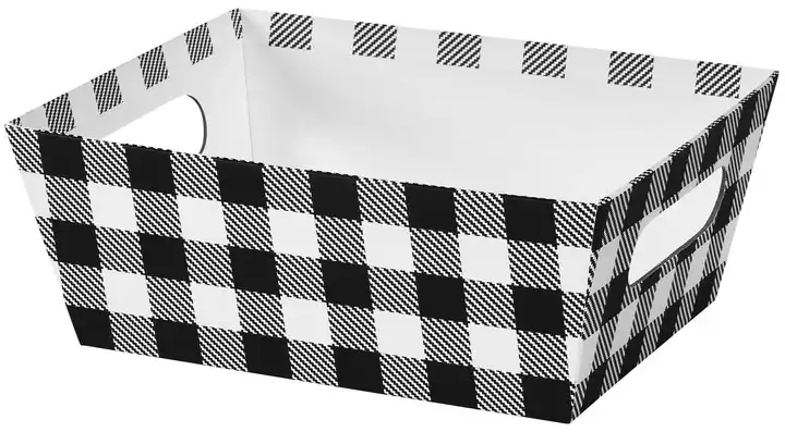 9W x 7L x 3-1/2H, Gift Trays, Black White Plaid