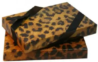 4-11/16W x 3-3/8L x 3/4H, Flip-Box Fiber Filled Jewelry Box, Leopard Print