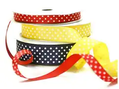 3/8W, Swiss Dot Grosgrain Ribbon, Black
