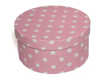 5-3/8W x 3-5/8L x 2-1/2H, White Polka Dots on Pink Fabric Boxes