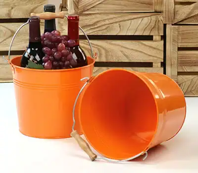 8-1/2 inch Orange Pail Wooden Handle
