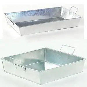 Galvanized Rectangular Trays with Side Handles