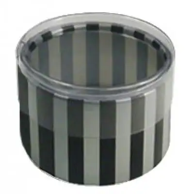 2W x 1L, Round Plastic Favor Boxes, Black and Silver Stripes