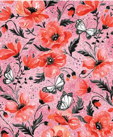 24W x 208 ft, Floral Wrapping Paper, Poppies