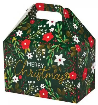 8-1/2W x 5L x 5-1/2H, Theme Gable Gift Basket Boxes, Botanical Christmas