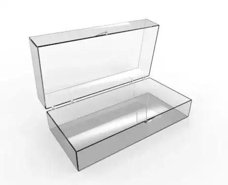 7-1/4W x 3-1/2L x 2-1/4H, Rigid Hinged Plastic Boxes, Clear