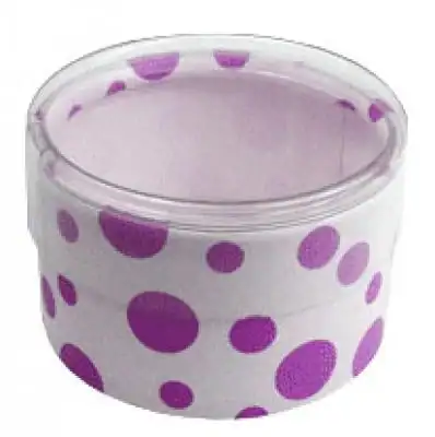 2W x 1L, Round Plastic Favor Boxes, Purple Dots