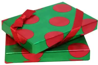 4-11/16W x 3-3/8L x 3/4H, Flip-Box Fiber Filled Jewelry Box, Green/Red Dot