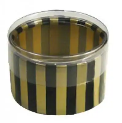 2W x 1L, Round Plastic Favor Boxes, Black and Gold Stripes