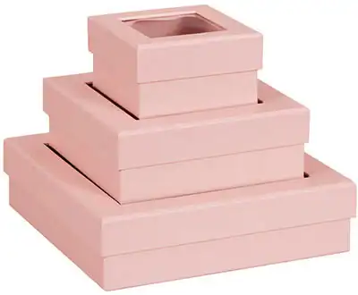 3-3/4W x 3-3/4L x 2-1/8H, Ultra-Rigid Gourmet 2 Piece Window Boxes, Blush