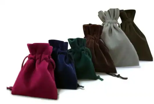 2-1/2W x 3L, Royal Suede Drawstring Pouches, Green