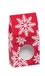 3-1/2W x 1-3/4L x 6-1/2H, Small Gourmet Gloss Window Boxes, Red White Snowflake
