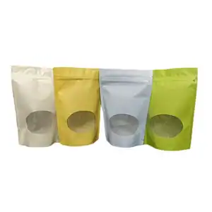 4W x 6L, Colored Oval Bottom Window Stand Up Pouches, Light Blue